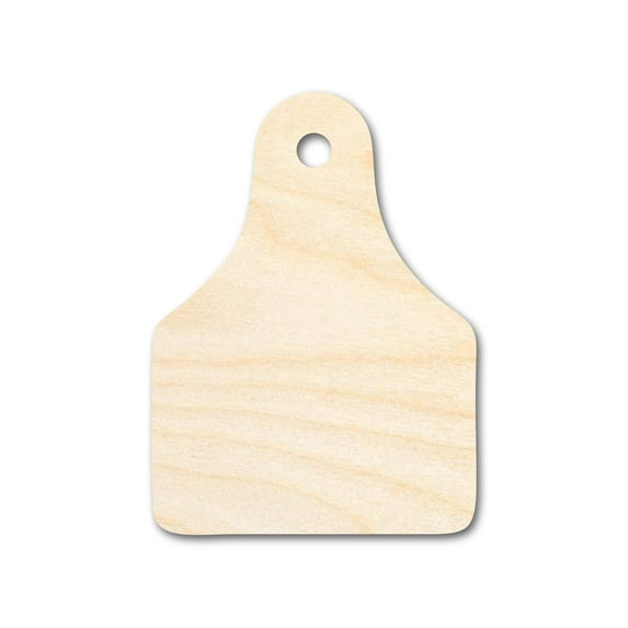 Unfinished Wood Cow Tag Shape - Farm Craft - up to 46" DIY 6" / 1/4"