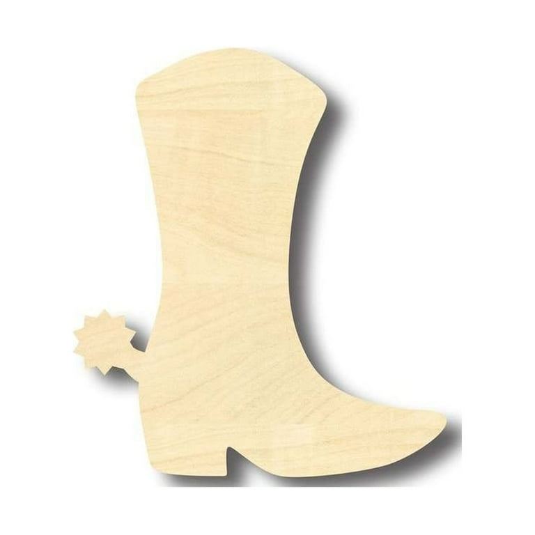 Unfinished Wood Cowboy Boot Shape Western Craft up to 24