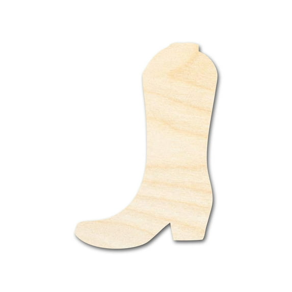 Unfinished Wood Cowboy Boot Silhouette | DIY Craft Cutout 8" / 1/8"