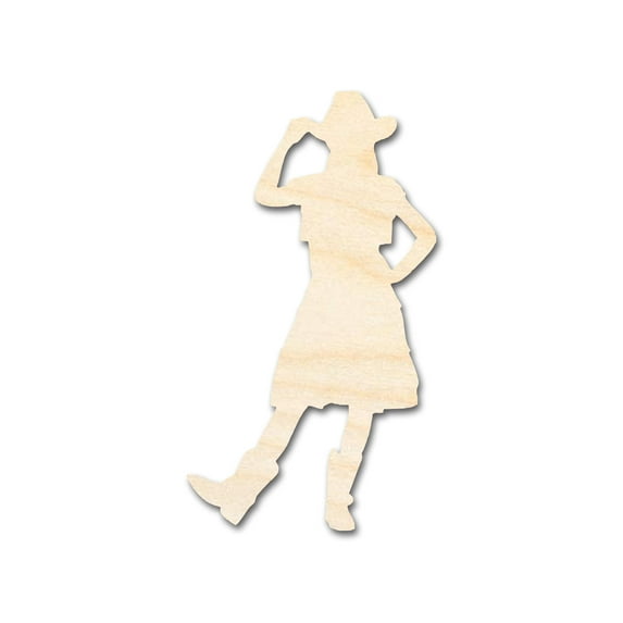 Unfinished Wood Cowgirl Shape | DIY Craft Cutout 20" / 1/4"