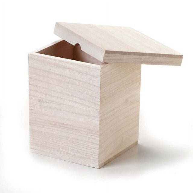 Unfinished Wood Craft Box with Lid 4.5 x 5.25 inches