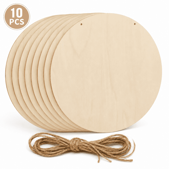 Unfinished Wood Crafts Wood Circles for Crafts DIY Wood Rounds for Cricut Projects Door Hanger Painting DIY Home Decor 12" 10 PCS