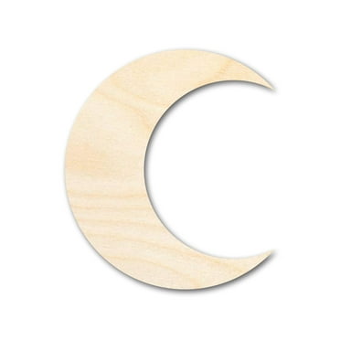 Unfinished Wood Crescent Moon Shape | DIY Celestial Night Sky Craft Cutout | Up to 36" 16" / 1/4"