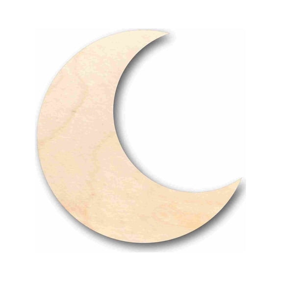 Unfinished Wood Crescent Moon Silhouette - Craft- up to 46" DIY 8" / 1/2"