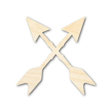 Unfinished Wood Crossed Arrows Shape | Craft Cutout | up to 46" DIY 3" / 1/8"