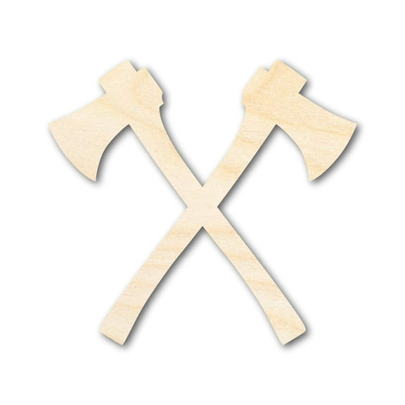 Unfinished Wood Crossed Axes Shape - Medieval Viking Craft - up to 46" DIY 4" / 1/4"
