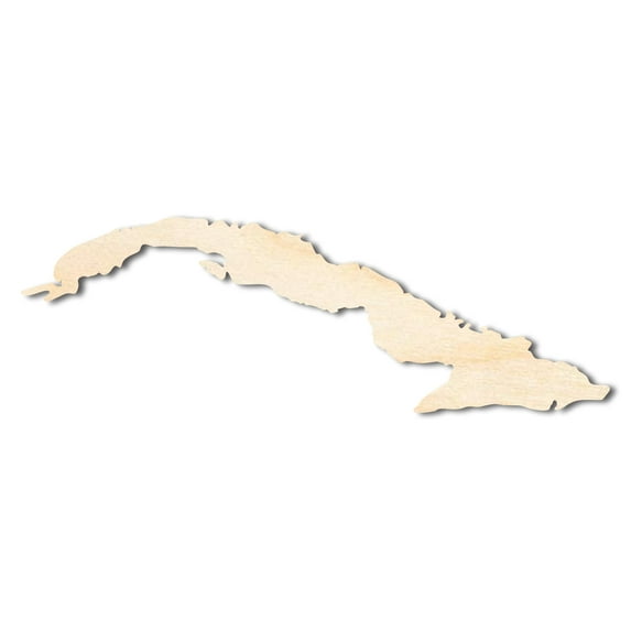 Unfinished Wood Cuba Country Shape - Caribbean Craft - up to 46" DIY 14" / 1/4"