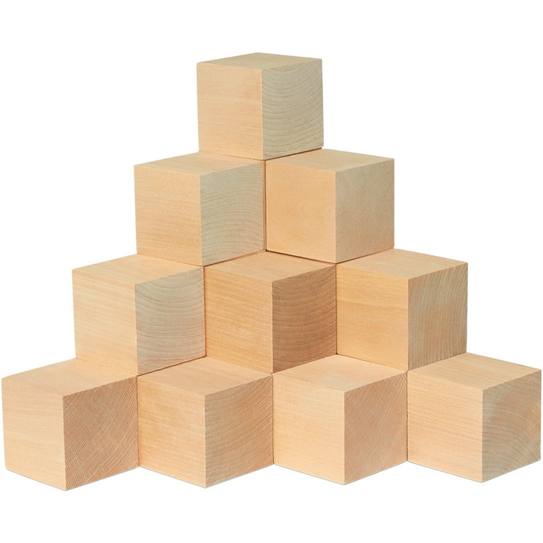 Unfinished Wood Cubes 2-1/2 inch, Pack of 4 Large Wooden Cubes for Wood Blocks Crafts and Decor, by Woodpeckers
