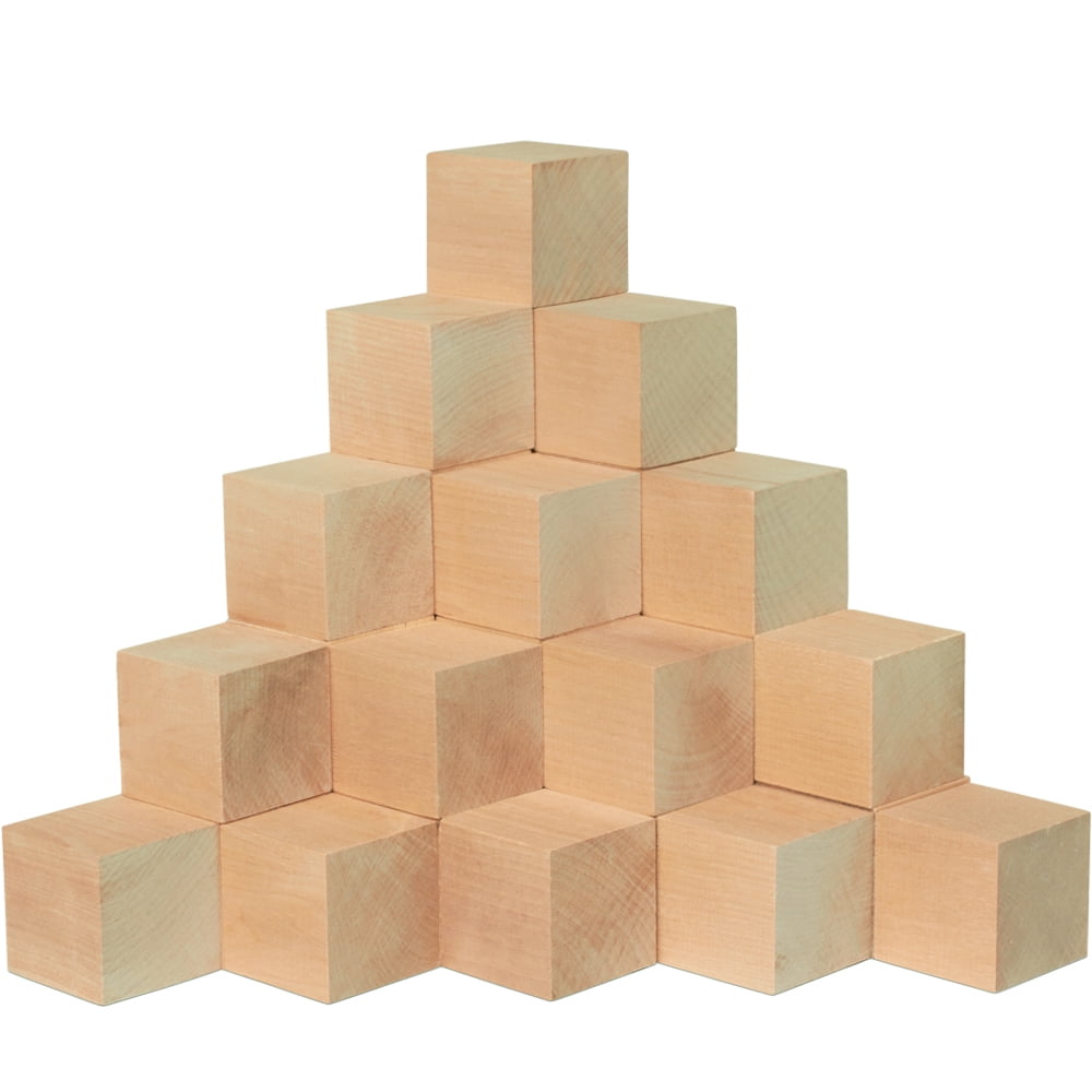 Wood Tiles, 1-1/2 x 1-1/2 Inch, Pack of 50 Blank Wood Squares for