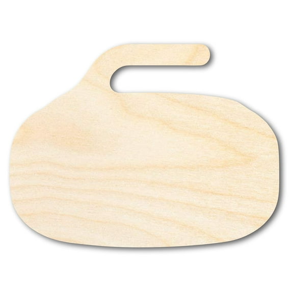 Unfinished Wood Curling Stone Shape | DIY Craft Cutout 5" / 1/2"