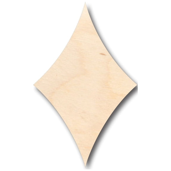 Unfinished Wood Curved Diamond Shape - Craft - up to 46" DIY 6" / 1/2"