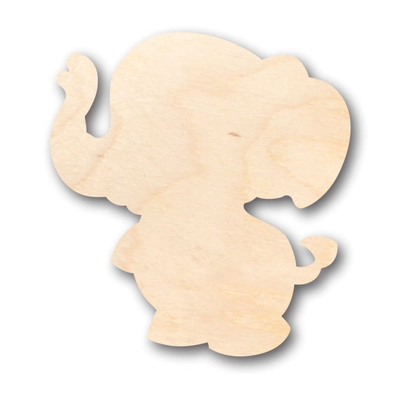 Unfinished Wood Cute Baby Elephant Shape - Craft - up to 46" DIY 8" / 1/2"