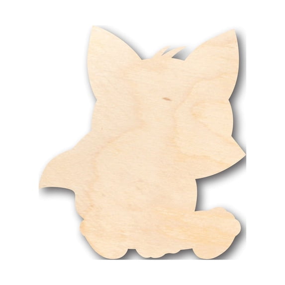 Unfinished Wood Cute Baby Fox Shape - Craft - up to 46" DIY 5" / 1/8"
