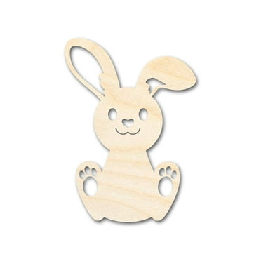 Unfinished Wood Cute Bunny Shape - Easter Spring Kids Craft - up to 46" DIY 4" / 1/8"