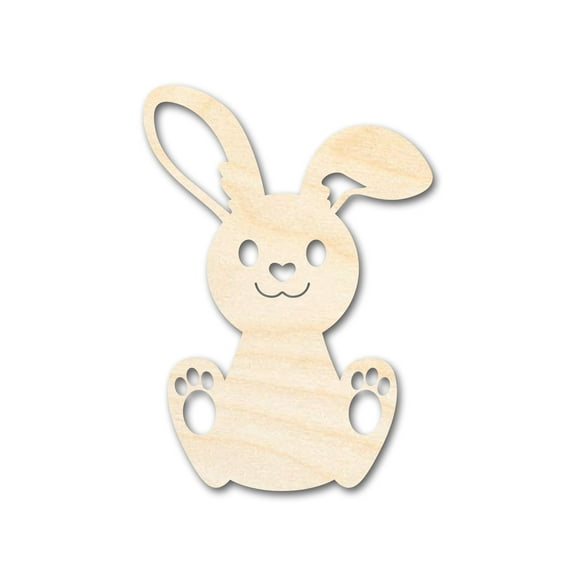 Unfinished Wood Cute Bunny Shape - Easter Spring Kids Craft - up to 46" DIY 7" / 1/8"