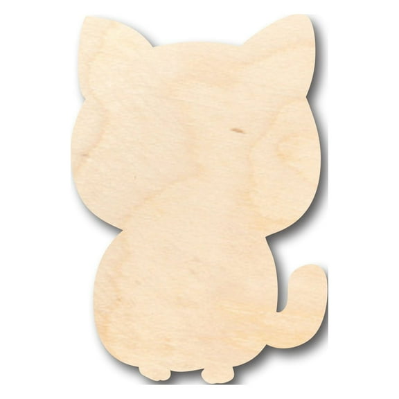 Unfinished Wood Cute Cat Shape - Craft - up to 46" DIY 12" / 1/2"