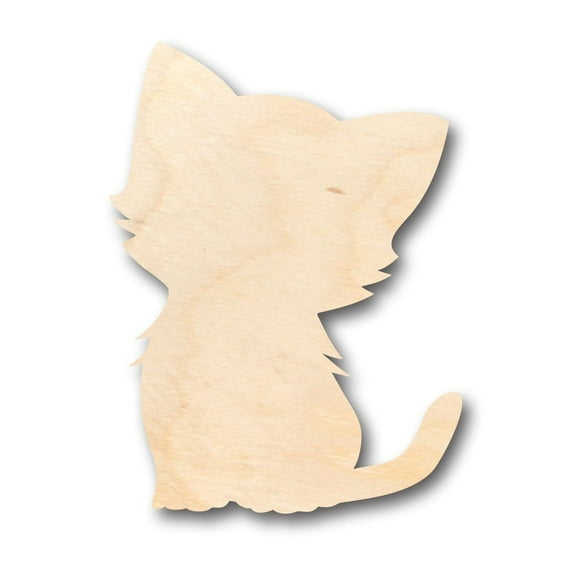 Unfinished Wood Cute Cat Shape - Craft - up to 46" DIY 16" / 1/8"