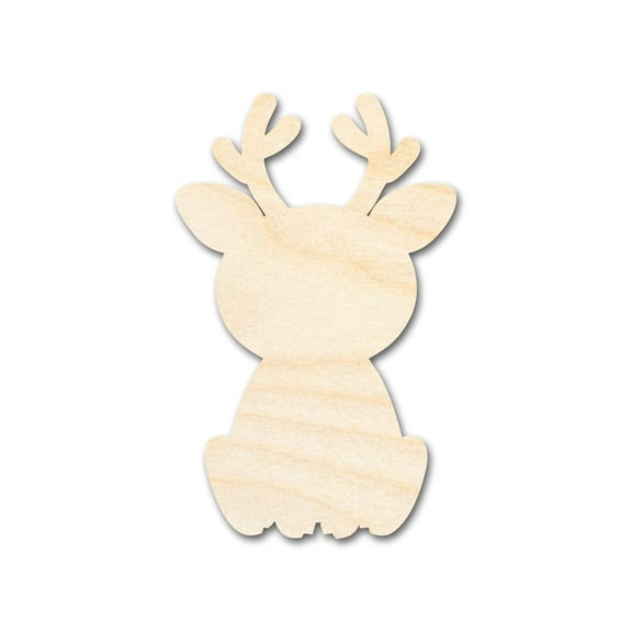Unfinished Wood Cute Reindeer Shape 4" / 1/8"