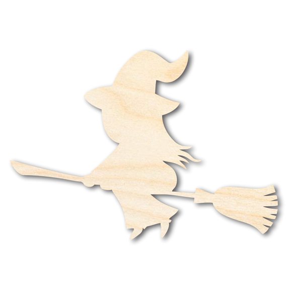 Unfinished Wood Cute Flying Witch Shape - Craft - up to 46" 3" / 1/4"