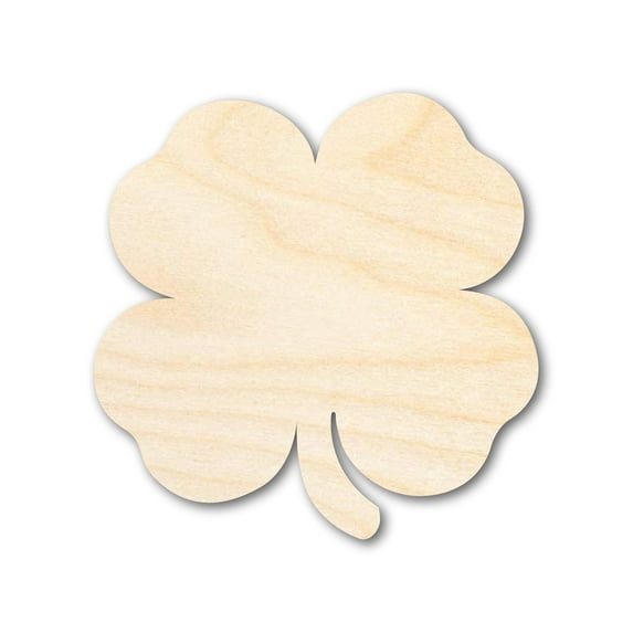 Unfinished Wood Cute Four Leaf Clover Shape - Craft - up to 46" DIY 4" / 1/4"