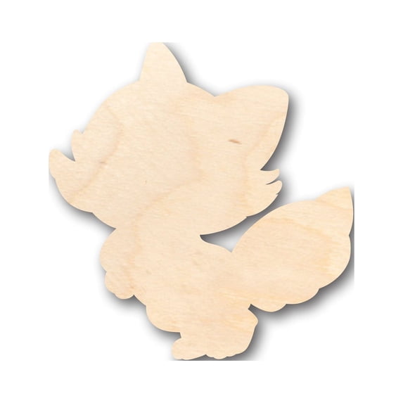 Unfinished Wood Cute Fox Shape - Craft - up to 46" DIY 10" / 1/8"