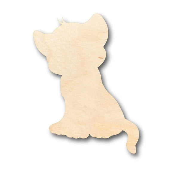 Unfinished Wood Cute Lion Cub African Wildlife Shape - Craft - up to 46" DIY 4" / 1/8"