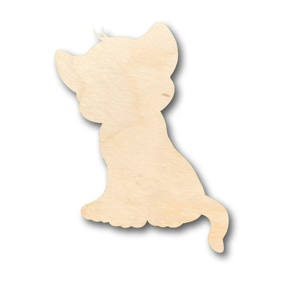 Unfinished Wood Cute Lion Cub African Wildlife Shape - Craft - up to 46" DIY 7" / 1/4"