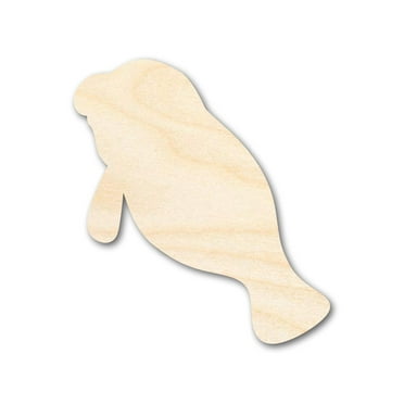 Unfinished Wood Cute Manatee Shape - Ocean Craft - up to 46" DIY 6" / 1/8"