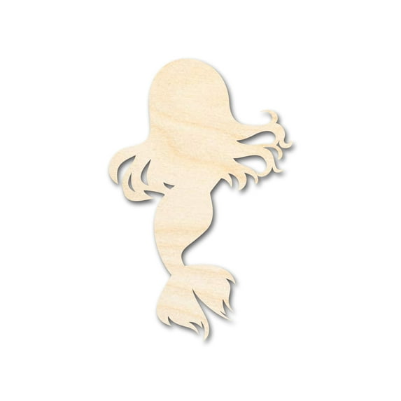 Unfinished Wood Cute Mermaid Silhouette - Craft - up to 36" DIY 46" / 3/4"