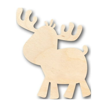 Unfinished Wood Cute Moose Shape - Craft - up to 46" DIY 4" / 1/4"