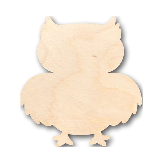 Unfinished Wood Cute Owl Shape - Craft - up to 46" DIY 5" / 1/8"