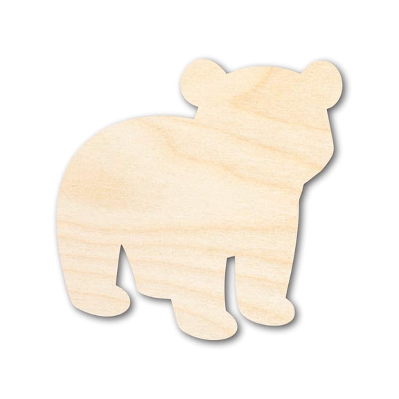 Unfinished Wood Cute Polar Bear Shape | DIY Craft Cutout 7" / 1/8"