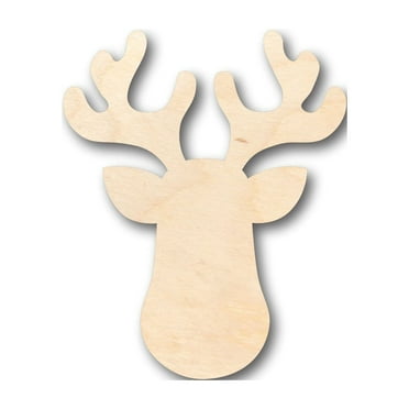 Unfinished Wood Cute Reindeer Shape - Christmas - Craft - up to 46" DIY 4" / 1/2"