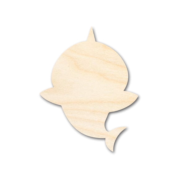 Unfinished Wood Cute Shark Shape - Craft - up to 46" 4" / 1/8"