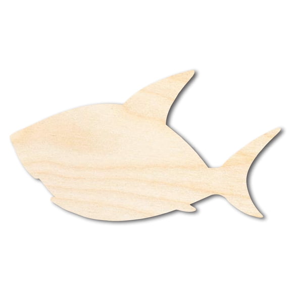 Unfinished Wood Cute Shark Shape | DIY Craft Cutout | up to 46" DIY 36" / 1/4"