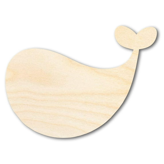 Unfinished Wood Cute Whale Shape | DIY Craft Cutout 4" / 1/8"