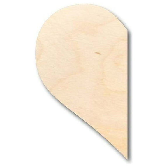 Unfinished Wood Cutout Craft Half Heart Shape up to 46" DIY Valentines day wedding shower 10" / 1/8"