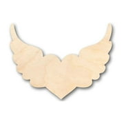 Unfinished Wood Cutout Craft Winged Heart Shape up to 46" DIY Valentines day wedding shower 12" / 1/4"