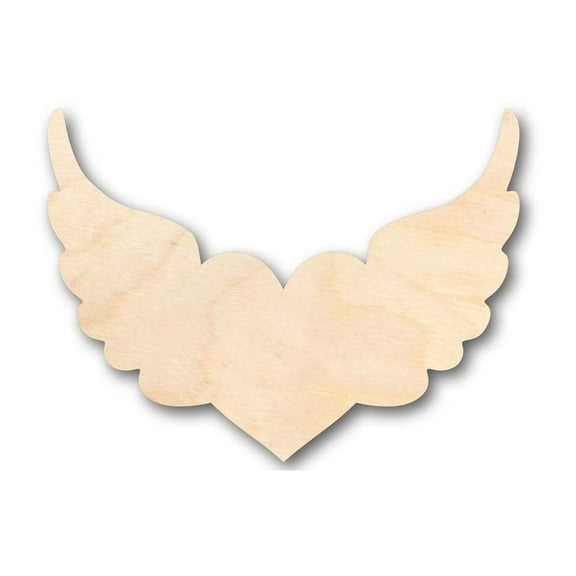 Unfinished Wood Cutout Craft Winged Heart Shape up to 46" DIY Valentines day wedding shower 42" / 1/2"