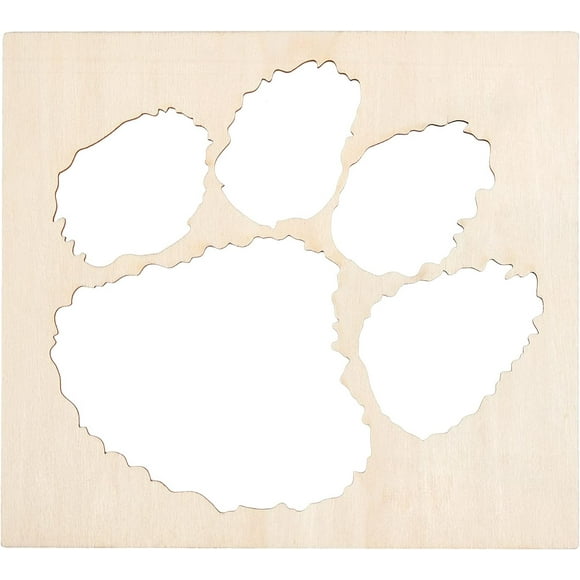 Unfinished Wood Cutouts Laser Cut Wood Shapes for Home Decor Ornament DIY Craft Art Project Dog Paw Prints Tan 20x18cm