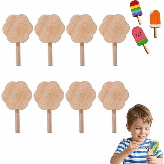 Unfinished Wood Cutouts for Crafts, 8Pcs Smooth Flower Shape Paintable Blank Slices for Art Class Summer DIY Decor, Natural Wood (k)