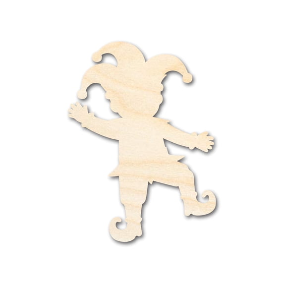 Unfinished Wood Dancing Jester Silhouette | Mardi Gras | DIY Craft Cutout 20" / 1"