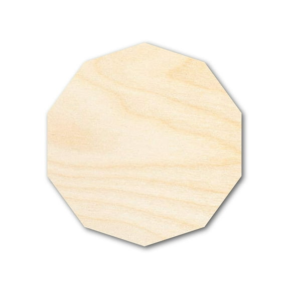 Unfinished Wood Decagon Shape | DIY Craft Cutout 4" / 1/8"