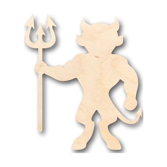 Unfinished Wood Devil Shape - Craft - up to 46" DIY 5" / 1/8"