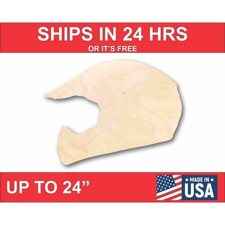 Unfinished Wood Dirt Bike Helmet Silhouette - Craft- up to 24" DIY 5" /  1/8" - Walmart.com
