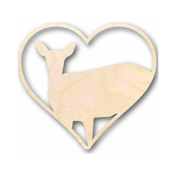 Unfinished Wood Doe Heart Silhouette - Craft- up to 46" DIY 30" / 1/4"