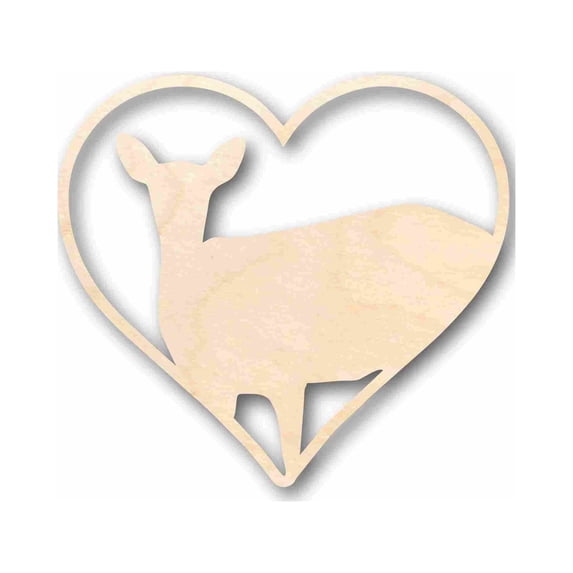 Unfinished Wood Doe Heart Silhouette - Craft- up to 46" DIY 7" / 1/8"