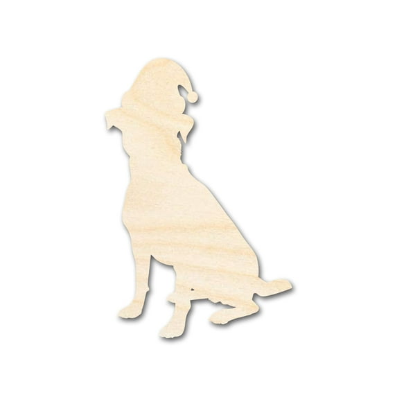 Unfinished Wood Dog With Santa Hat Shape 6" / 1/8"