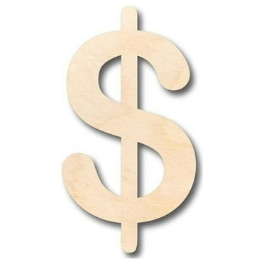 Unfinished Wood Dollar Sign Shape - Craft - up to 46" DIY 10" / 1/4"