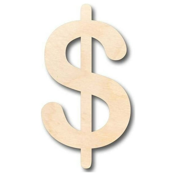 Unfinished Wood Dollar Sign Shape - Craft - up to 46" DIY 4" / 1/4"